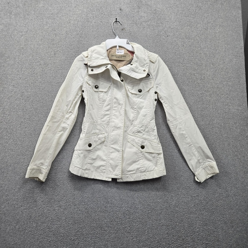 Burberry Brit Women Jacket M White Utility Button Zipper Anorak
